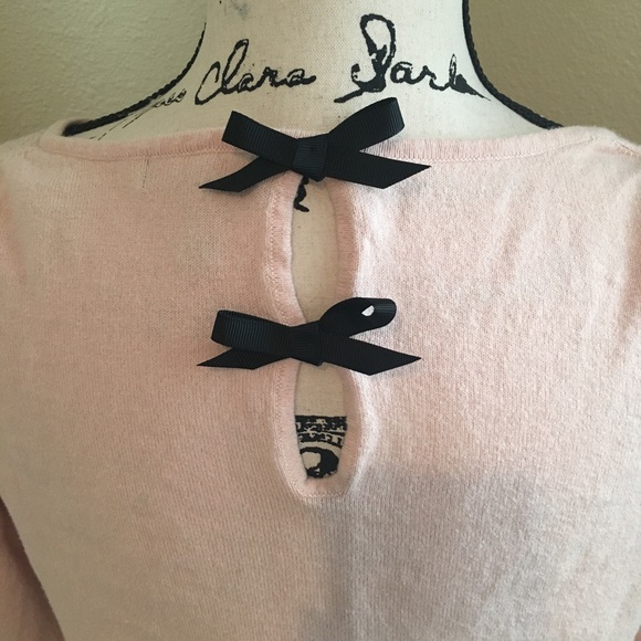 Mango Sweaters - MNG Sweater-Blush Pink w/Black Bow Accents on back